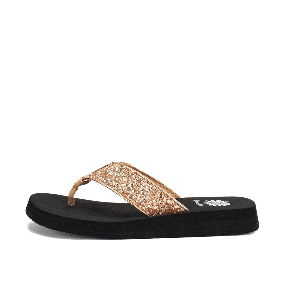 YELLOW BOX FLIP FLOPS FELIKS COLOR ROSE GOLD NEW IN BOX MEDIUM WIDTH
